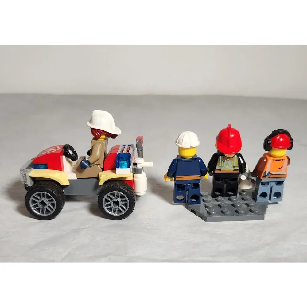 Lego Construction, Fire Fighter, Ground Crew Minifigures W/ Vehicle Lot 5